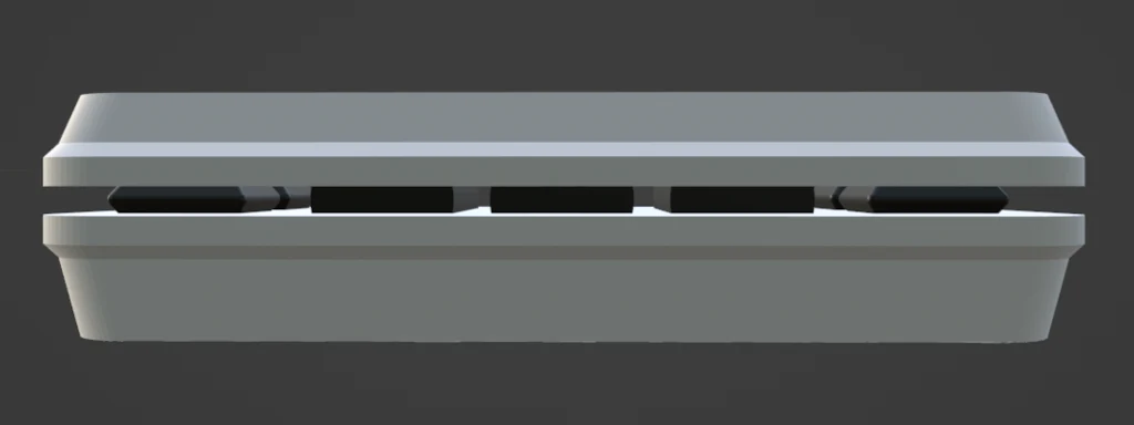 Blender render of the gap between the case inserts.